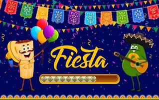 Fiesta loading bar with Tex Mex food characters vector