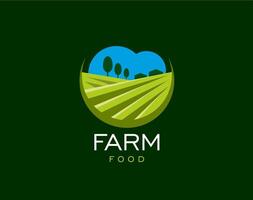 Agriculture farm field icon, rural landscape vector