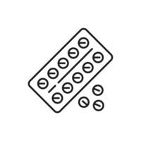 Pharmacy drugs or pills blister line icon vector