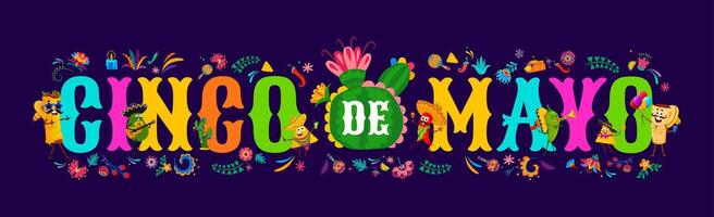 Cinco De Mayo lettering, Mexican holiday banner vector