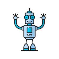 Virtual bot, robot or retro droid outline icon vector