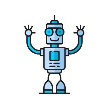 Virtual bot, robot or retro droid outline icon vector