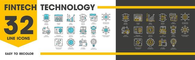 Fintech, blockchain and cryptocurrency technology vector