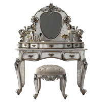 3D Rendering of a Vintage Mirror with Wooden Table on Transparent Background png