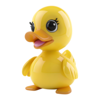 3d representación de un amarillo Pato juguete en transparente antecedentes png