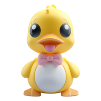 3d representación de un amarillo Pato juguete en transparente antecedentes png