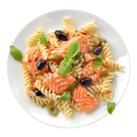 3D Rendering of a Penne Pasta in a Plate on Transparent Background png