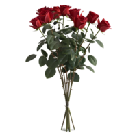 3d Renderização do uma vermelho rosa flor bokeh em transparente fundo png