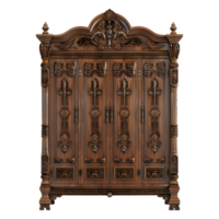 3D Rendering of a Wooden Vintage Cupboard on Transparent Background png