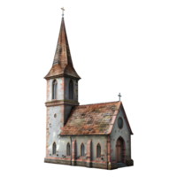 3d le rendu de une vieux église bâtiment sur transparent Contexte png