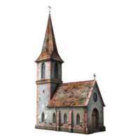 3D Rendering of a Old Church Building on Transparent Background png