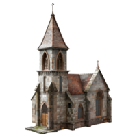 3d renderen van een oud kerk gebouw Aan transparant achtergrond png