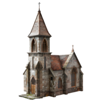 3D Rendering of a Old Church Building on Transparent Background png