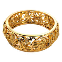 3D Rendering of a Gold Plates bangle on Transparent Background png