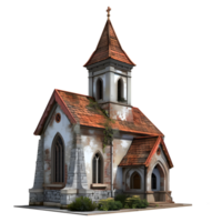3d representación de un antiguo Iglesia edificio en transparente antecedentes png
