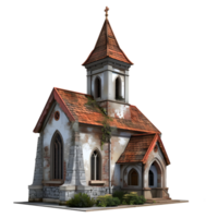 3d Renderização do uma velho Igreja construção em transparente fundo png