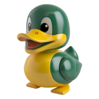 3d representación de un amarillo Pato juguete en transparente antecedentes png