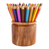 3D Rendering of a Colorful Pencils in Bowl on Transparent Background png