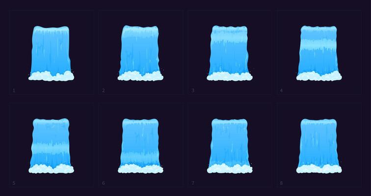 Water cascade waterfall sprite sheet animation
