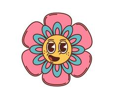 Cartoon retro groovy flower, psychedelic daisy vector