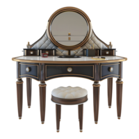 3D Rendering of a Vintage Mirror with Wooden Table on Transparent Background png