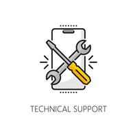 Cellphone software technical support outline icon vector