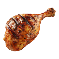 3D Rendering of a Grilled Leg Piece of Chicken on Transparent Background png