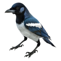 3d representación de un urraca pájaro en transparente antecedentes png