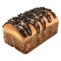 3d representación de un pastel un pan con chocolate en eso en transparente antecedentes png