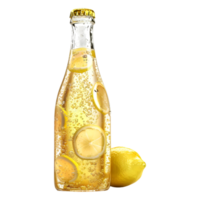 3D Rendering of a Lemon Juice Bottle on Transparent Background png