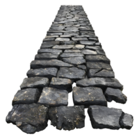 3D Rendering of a Vintage Stone Road on Transparent Background png