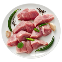 3D Rendering of a Raw Meat in a Plate on Transparent Background png