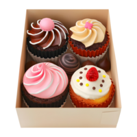 3d Rendern von ein Cupcakes im ein Box auf transparent Hintergrund png