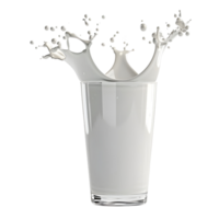 3D Rendering of a Milk Splashes in a Glass on Transparent Background png