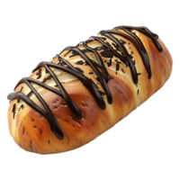 3d representación de un pastel un pan con chocolate en eso en transparente antecedentes png