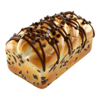 3d representación de un pastel un pan con chocolate en eso en transparente antecedentes png