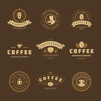 Coffee shop logos design templates set illustration for cafe badge design and menu decoration vector