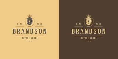 Coffee shop logo template illustration with bean silhouette good for cafe badge design and menu decoration vector