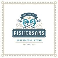 Seafood restaurant logo illustration. vector
