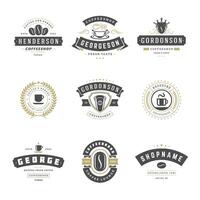 Coffee shop logos design templates set illustration for cafe badge design and menu decoration vector