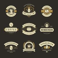 Coffee shop logos design templates set illustration for cafe badge design and menu decoration vector