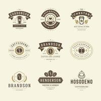 Coffee shop logos design templates set illustration for cafe badge design and menu decoration vector