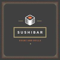 Sushi restaurant logo illustration. vector