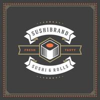 Sushi restaurant logo design template illustration. vector