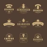 Coffee shop logos design templates set illustration for cafe badge design and menu decoration vector