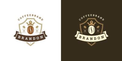 Coffee shop logo template illustration with bean silhouette good for cafe badge design and menu decoration vector