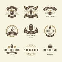 Coffee shop logos design templates set illustration for cafe badge design and menu decoration vector