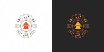 Barbecue logo illustration steak house or bbq restaurant menu emblem grill silhouette vector