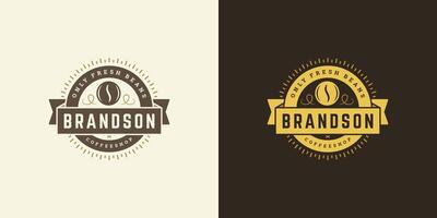 Coffee shop logo template illustration with bean silhouette good for cafe badge design and menu decoration vector