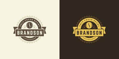 Coffee shop logo template illustration with bean silhouette good for cafe badge design and menu decoration vector